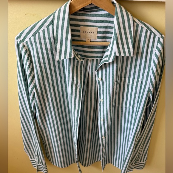 Sezane Tops - Sezane Tomboy Shirt Rayure Écru Vert - Size 36